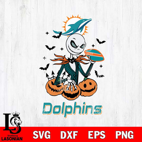 Miami Dolphins Jack Skellington 2 halloween Svg Eps Dxf Png File, Digital Download, Instant Download
