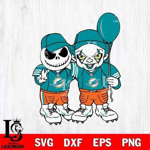 Miami Dolphins Jack Skellington And Pennywise Football Svg Eps Dxf Png File, Digital Download, Instant Download