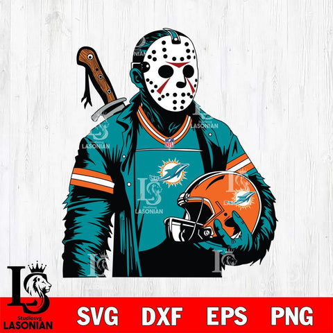 Miami Dolphins Jason Voorhees Horror 2 Svg Eps Dxf Png File, NFL svg, Digital Download, Instant Download