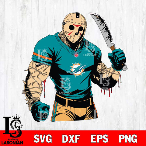Miami Dolphins Jason Voorhees Horror 8 Svg Eps Dxf Png File, NFL svg, Digital Download, Instant Download