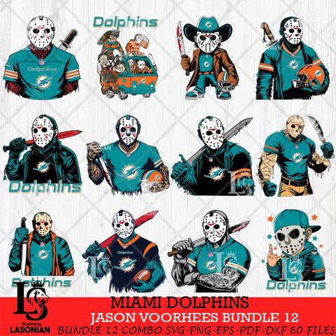 Miami Dolphins Jason Voorhees Horror Bundle 12 SVG Svg Eps Dxf Png File,Bundle NFL svg, Digital Download, Instant Download