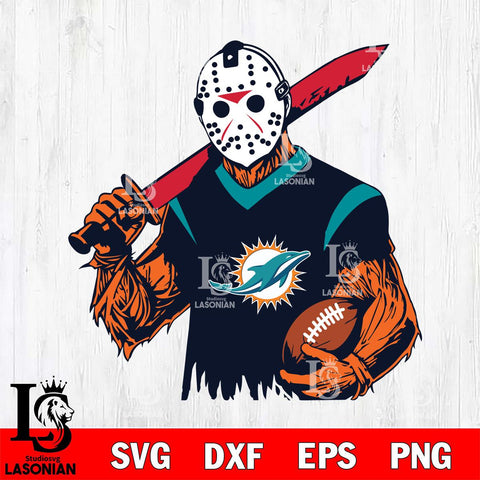 Miami Dolphins Jason Voorhees Horror Halloween 2 Svg Eps Dxf Png File, Digital Download, Instant Download