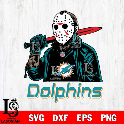Miami Dolphins Jason Voorhees Horror Halloween Svg Eps Dxf Png File, Digital Download, Instant Download