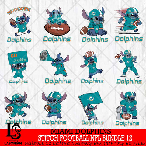 Miami Dolphins Lilo and stitch Football NFL Bundle 12 SVG DXF EPS PNG FILE, NFL File Cut, Digital Download,Instant Download, Silhouette, Cricut