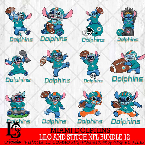 Miami Dolphins Lilo and stitch Sport NFL Bundle 12 SVG DXF EPS PNG FILE,Bundle Stitch File Cut,NFL Digital Download,Instant Download, Silhouette