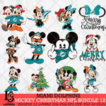 Miami Dolphins MICKEY CHRISTMAS NFL Bundle 12 Svg Eps Dxf Png File, Digital Download, Instant Download