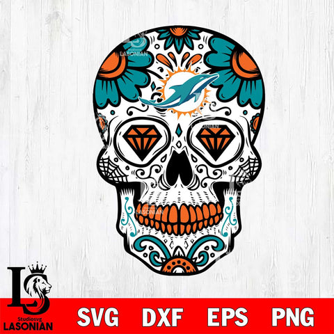 Miami Dolphins Mexico Skull SVG 2
