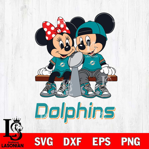 Miami Dolphins Mickey And Minnie Football Champions Svg Eps Dxf Png File, NFL svg , Digital Download , Instant Download, Cricut File