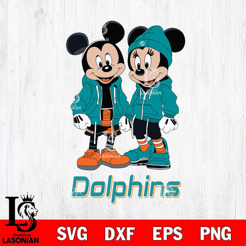 Miami Dolphins Mickey Minnie Mouse Rugby Svg Eps Dxf Png File, Bundle NFl svg , File Cut , Digital Download , Instant Download, Laser Cut Svg Files
