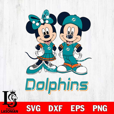 Miami Dolphins Mickey Minnie Mouse rugby ball Svg Eps Dxf Png File, Bundle NFl svg , File Cut , Digital Download , Instant Download, Laser Cut Svg Files