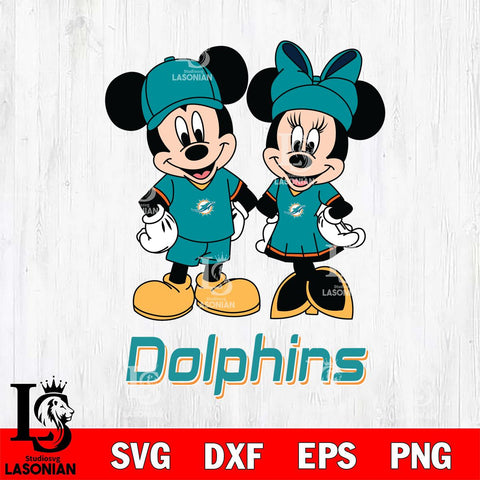Miami Dolphins Mickey Minnie Rugby Svg Eps Dxf Png File, Bundle NFl svg , File Cut , Digital Download , Instant Download, Laser Cut Svg Files