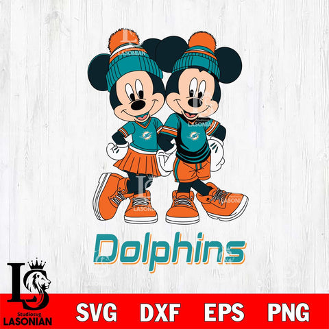 Miami Dolphins Mickey Minnie Valentine Football Svg Eps Dxf Png File, NFL svg , Digital Download , Instant Download, Cricut File