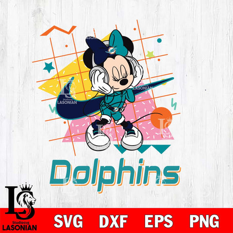 Miami Dolphins Minnie Mouse Dancing SVG DXF EPS PNG FILE, Disney Father day File Cut,Digital Download,Instant Download,Disney Svg Files