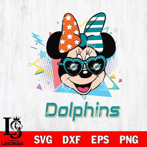 Miami Dolphins Minnie Mouse Love Sport SVG DXF EPS PNG FILE, Disney Father day File Cut,Digital Download,Instant Download,Disney Svg Files