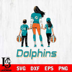 Miami Dolphins Mother and son Rugby SVG DXF EPS PNG FILE,NFL SVG, Father day Digital Download,Instant Download, Silhouette