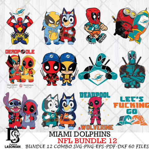 Miami Dolphins NFL Bundle 12 Svg Eps Dxf Png File, Digital Download, Instant Download