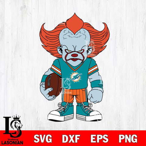 Miami Dolphins Pennywise Horror Sport 11 Svg Eps Dxf Png File, NFL svg, Digital Download, Instant Download