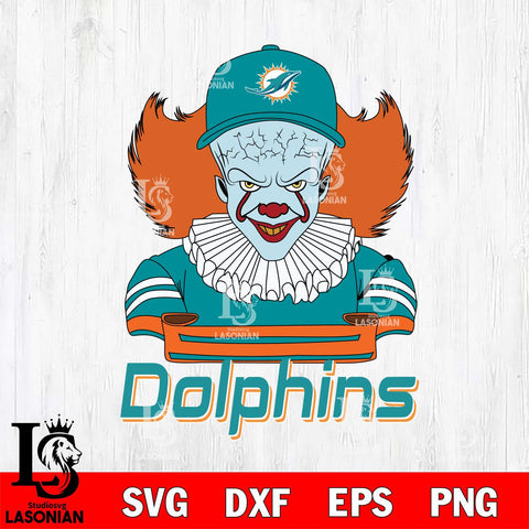 Miami Dolphins Pennywise Horror Sport 2 Svg Eps Dxf Png File, NFL svg, Digital Download, Instant Download