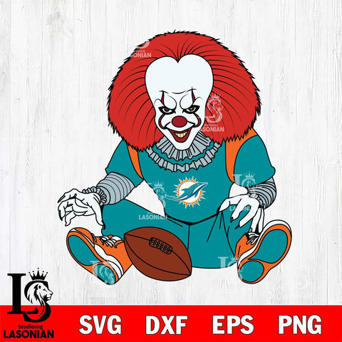 Miami Dolphins Pennywise Horror Sport 6 Svg Eps Dxf Png File, NFL svg, Digital Download, Instant Download