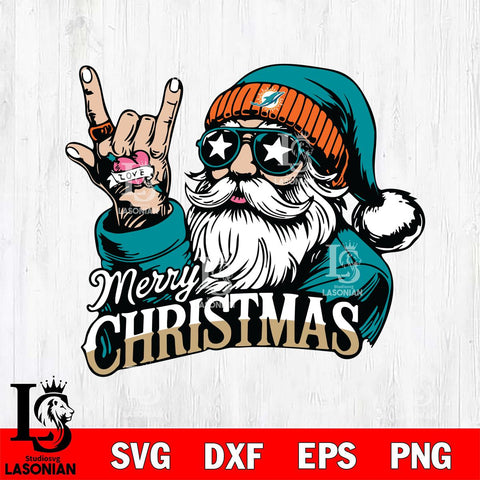Miami Dolphins Rock Santa Claus Football Svg Eps Dxf Png File,NFL Svg Files,Digital Download,Sublimation,Instant Download