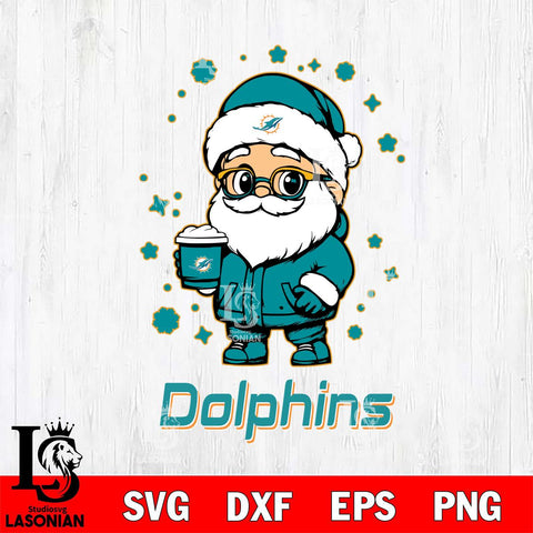 Miami Dolphins Santa Claus Coffe Svg Eps Dxf Png File,NFL Svg Files,Digital Download,Sublimation,Instant Download
