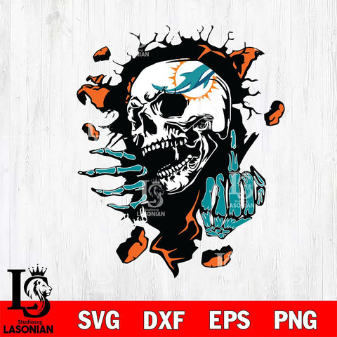 Miami Dolphins Savage Skull SVG