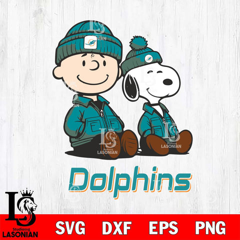 Miami Dolphins Snoopy and Charlie Sport Svg Eps Dxf Png File, Cut file Digital Download ,Instant Download, Cricut File