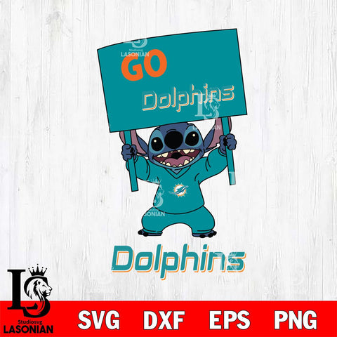 Miami Dolphins Stitch Go cheer SVG DXF EPS PNG FILE, NFL File Cut, Digital Download,Instant Download, Silhouette, Cricut