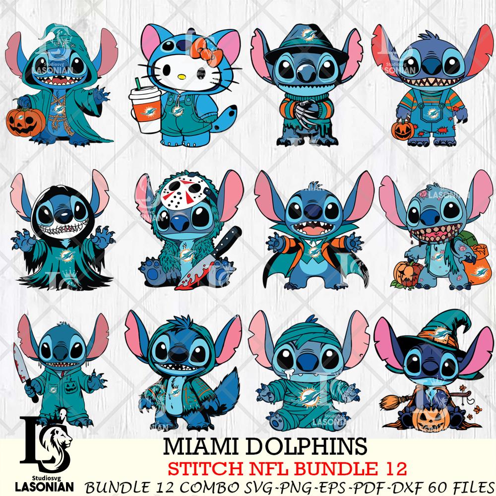 Miami Dolphins Stitch Horror Bundle 12 SVG – lasoniansvg