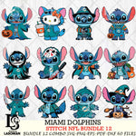 Miami Dolphins Stitch Horror Bundle 12 SVG Eps Dxf Png File, Bundle NFL svg, Digital Download, Instant Download