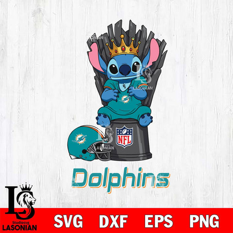 Miami Dolphins Stitch King Football SVG DXF EPS PNG FILE, Stitch File Cut,NFL Digital Download,Instant Download, Silhouette