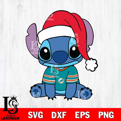 Miami Dolphins Stitch Merry Christmas Svg Eps Dxf Png File, Digital Download, Instant Download