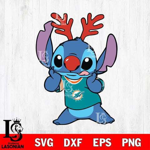 Miami Dolphins Stitch Reindeer Svg Eps Dxf Png File, Digital Download, Instant Download