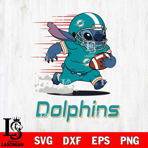 Miami Dolphins Stitch Run Football SVG DXF EPS PNG FILE, NFL File Cut, Digital Download,Instant Download, Silhouette, Cricut