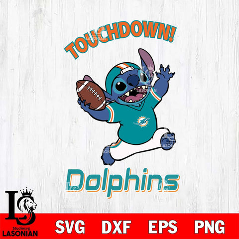 Miami Dolphins Stitch Touchdown SVG DXF EPS PNG FILE, NFL File Cut, Digital Download,Instant Download, Silhouette, Cricut