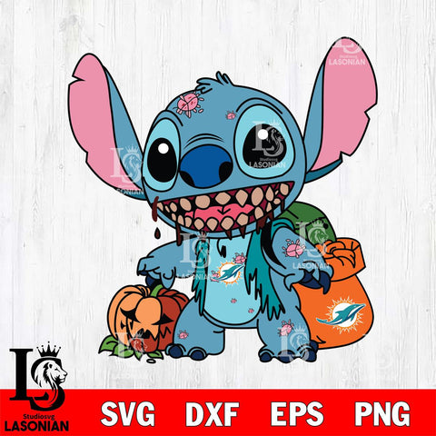 Miami Dolphins Stitch Zombie Football Svg Eps Dxf Png File, NFL svg, Digital Download, Instant Download
