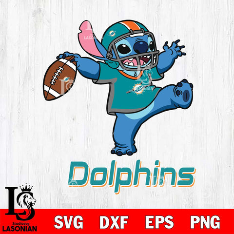 Miami Dolphins Stitch dance rugby ball SVG DXF EPS PNG FILE, Stitch File Cut,NFL Digital Download,Instant Download, Silhouette