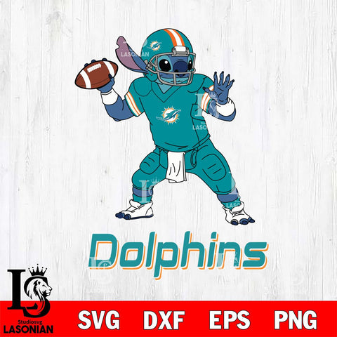 Miami Dolphins Stitch throw the ball SVG DXF EPS PNG FILE, NFL File Cut, Digital Download,Instant Download, Silhouette, Cricut