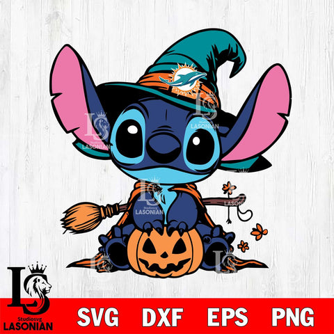 Miami Dolphins Stitch witch Football Svg Eps Dxf Png File, NFL svg, Digital Download, Instant Download