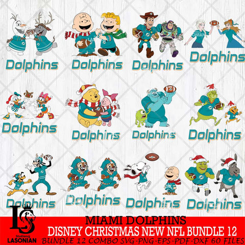 Miami Dolphins  Disney Christmas New NFL Bundle 12 Cricut,Christmas SVG DXF EPS PNG FILE, NFL Digital Download,Instant Download, Silhouette