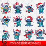 Miami Dolphins  Stitch Christmas NFL Bundle 12 Svg Eps Dxf Png File, Digital Download, Instant Download
