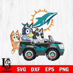 Miami Dolphins bluey friends car Svg Eps Dxf Png File, Digital Download, Instant Download