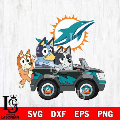 Miami Dolphins bluey friends car Svg Eps Dxf Png File, Digital Download, Instant Download