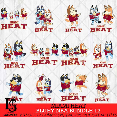 Miami Heat Bluey Dace Mode NBA Bundle 12 SVG Eps Dxf Png File, Digital Download, Instant Download