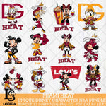Miami Heat Disney character NBA Bundle 12 Svg Eps Dxf Png File, Digital Download, Instant Download