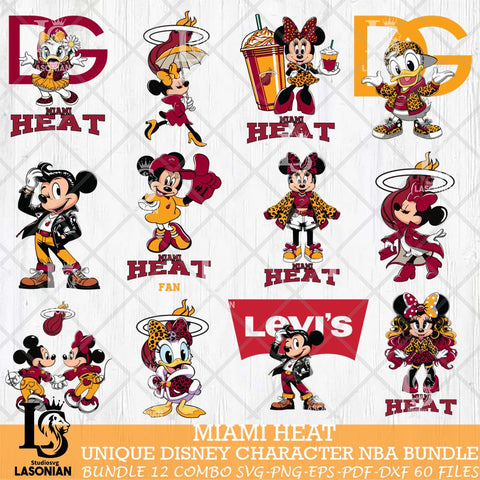 Miami Heat Disney character NBA Bundle 12 Svg Eps Dxf Png File, Digital Download, Instant Download