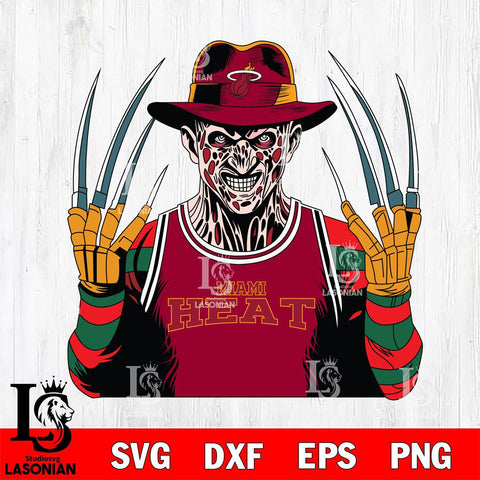 Miami Heat Freddy Krueger Horror basketball SVG DXF EPS PNG FILE, NBA File Cut,Halloween Digital Download,Instant Download, Silhouette