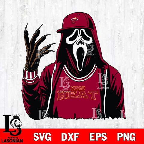Miami Heat Ghostface Horror basketball SVG DXF EPS PNG FILE, NBA File Cut,Halloween Digital Download,Instant Download, Silhouette