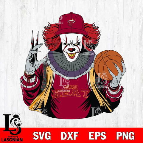 Miami Heat Pennywise Horror basketball SVG DXF EPS PNG FILE, NBA File Cut,Halloween Digital Download,Instant Download, Silhouette
