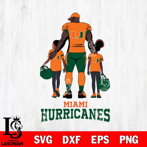 Miami Hurricanes 3 Father and son Rugby SVG DXF EPS PNG FILE,NCAA SVG, Father day Digital Download,Instant Download, Silhouette